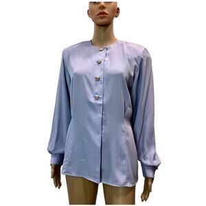 Vintage 80s Lavender Blouse French Cuffs - Fits S/M